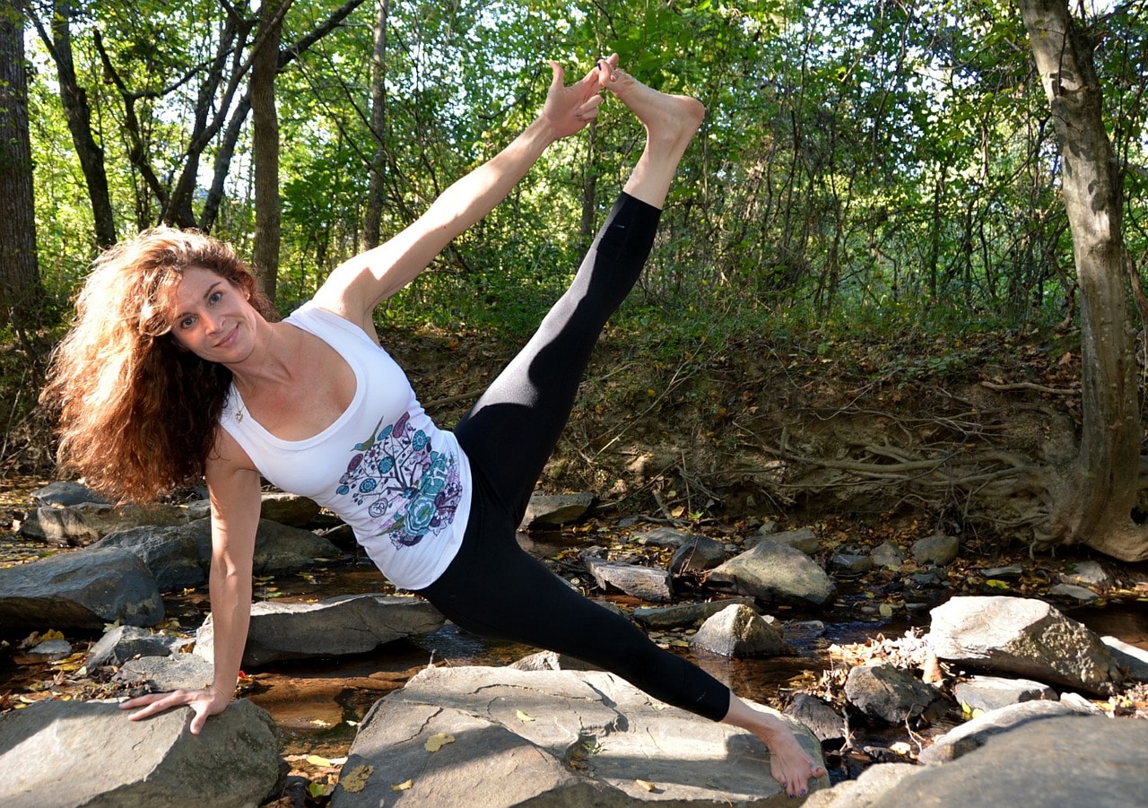 A woman doing yoga