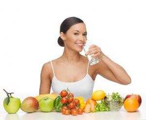 a woman drinking water