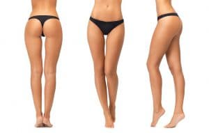 female legs and bottom in black bikini