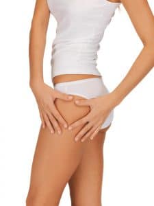 closeup picture of woman in cotton underwear showing cellulite concept