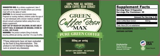 green coffee bean max label