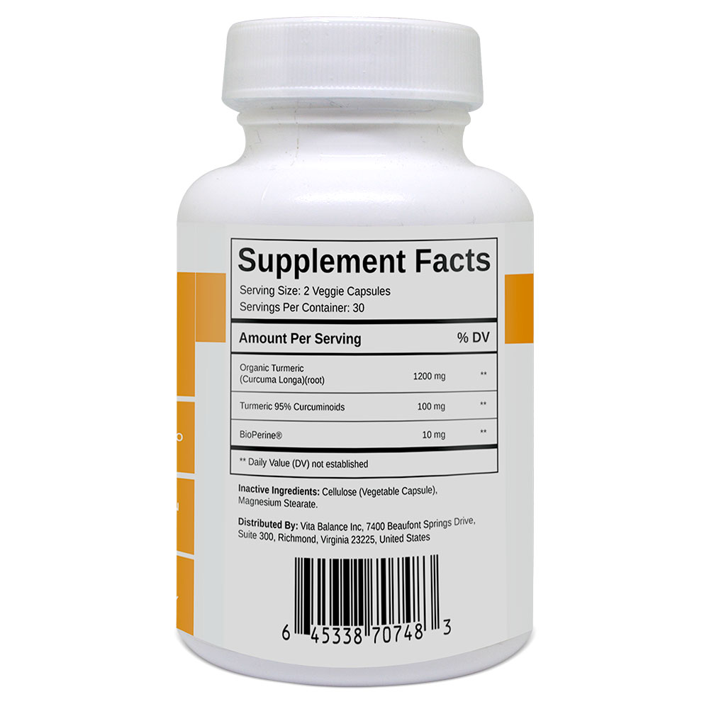 turmeric curcumin plus supplement facts