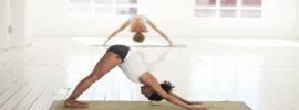 a woman doing yoga