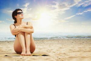 a woman on the beach