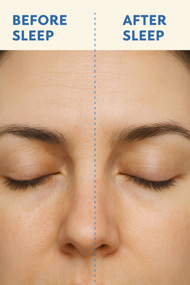 skin before after sleep